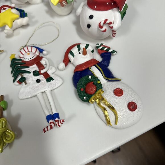 Lot Of 26 Snowman Ornaments Different Types Some‎ Ceramic Mostly Clay - Picture 10 of 11